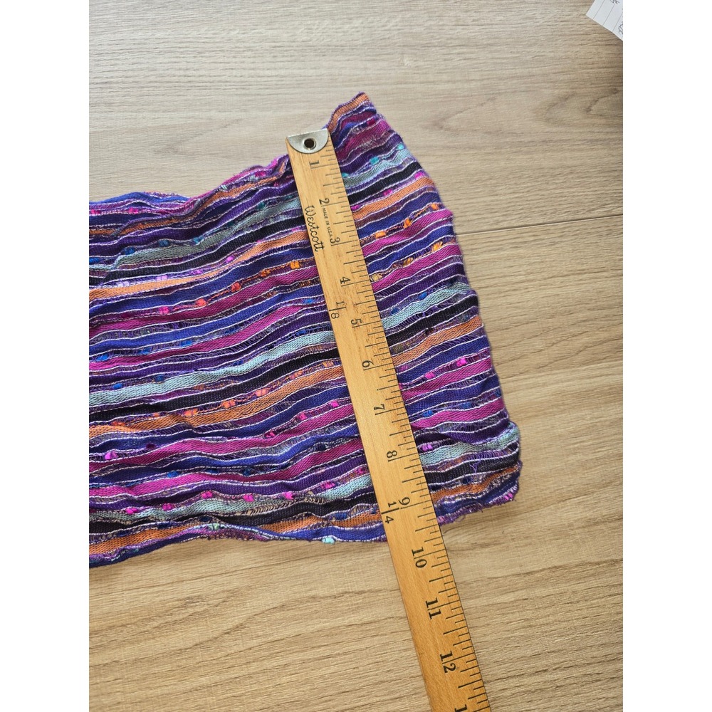 Colorful Crinkle Stripe Fringe Scarf One Size bohemian hippie boho lightweight - Picture 5 of 6